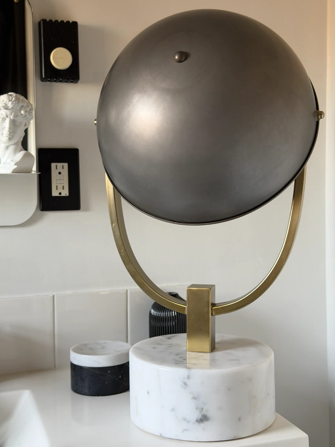 Art Deco Style Table Lamp with Marble Base