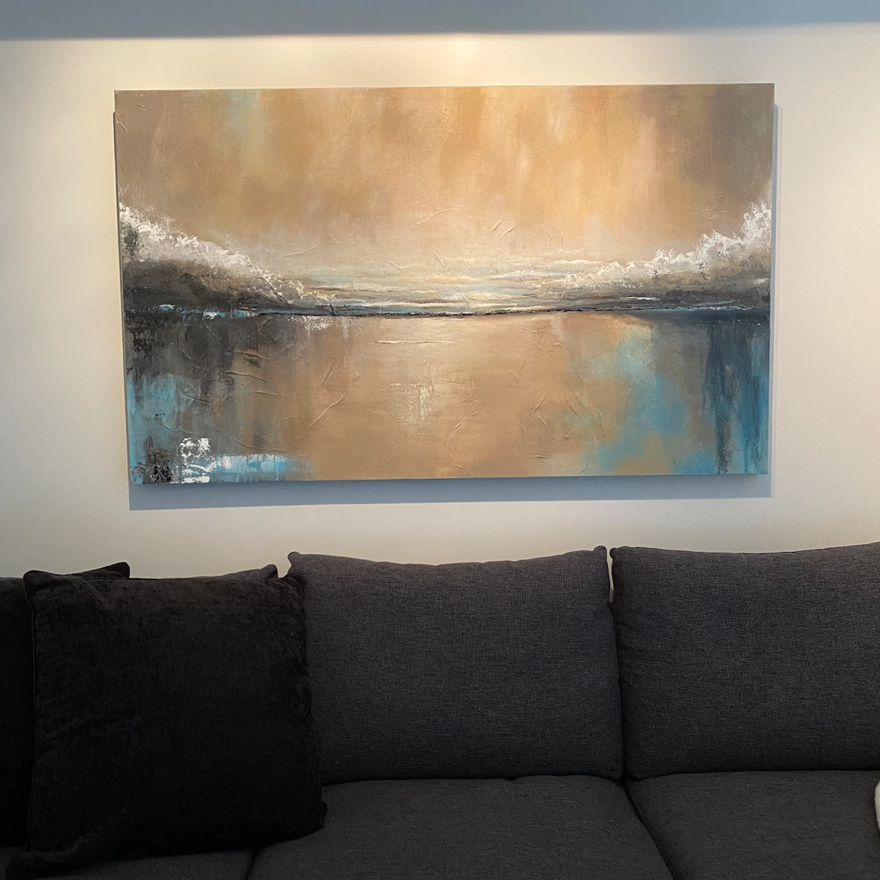 Hand Painted Original Landscape Canvas Art Painting 60”x35” - photo 2
