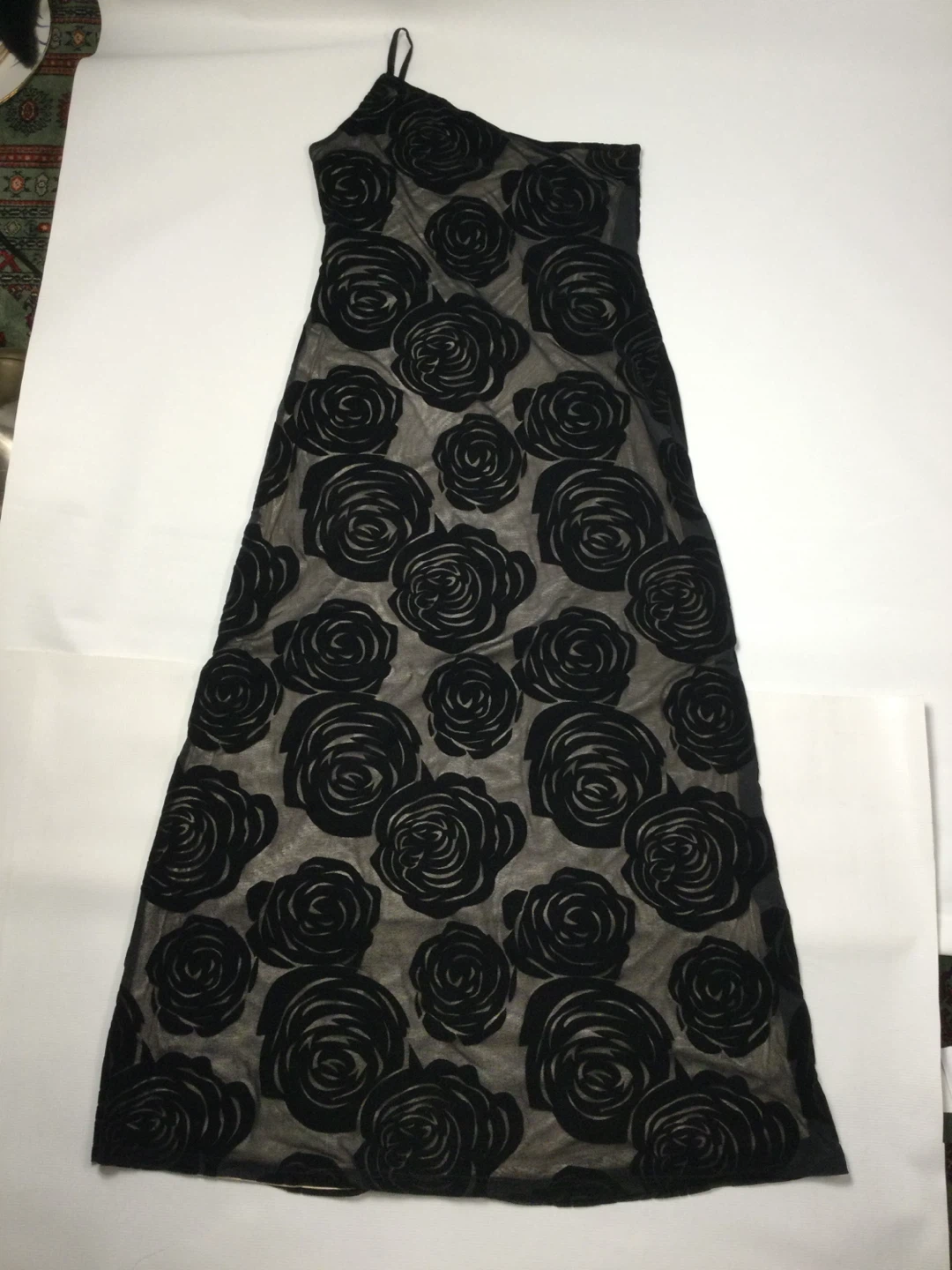 Black Sheer Rose Maxi Dress