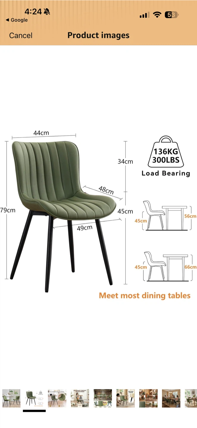 Green Dining Chairs set of 2