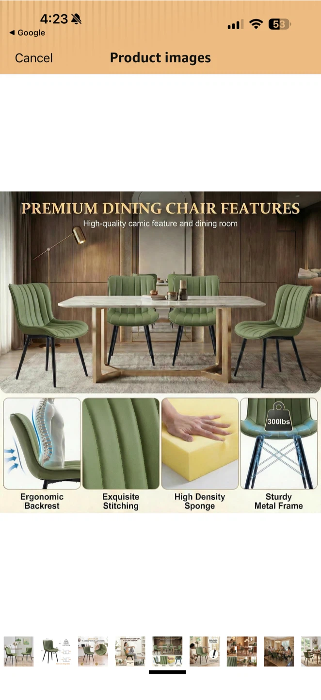 Green Dining Chairs set of 2 - photo 3