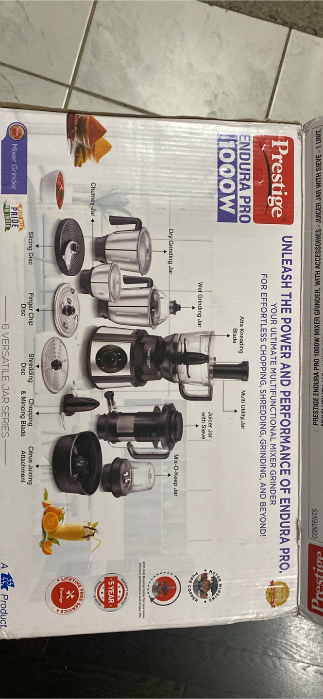 Prestige Endura Pro 1000W Multi-Functional Mixer Grinder - photo 2