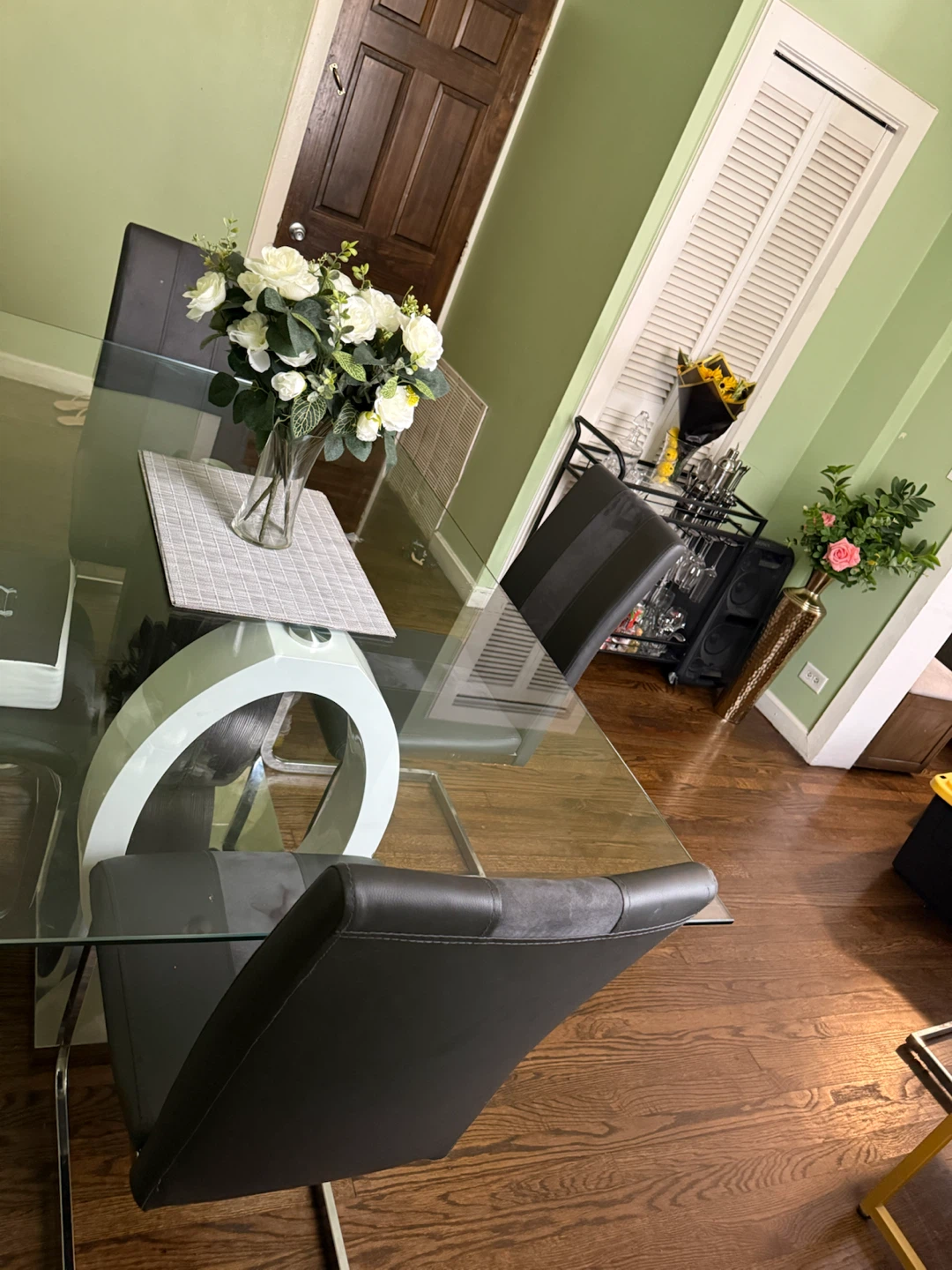 Modern Glass Dining Table with 4 Chairs - photo 2