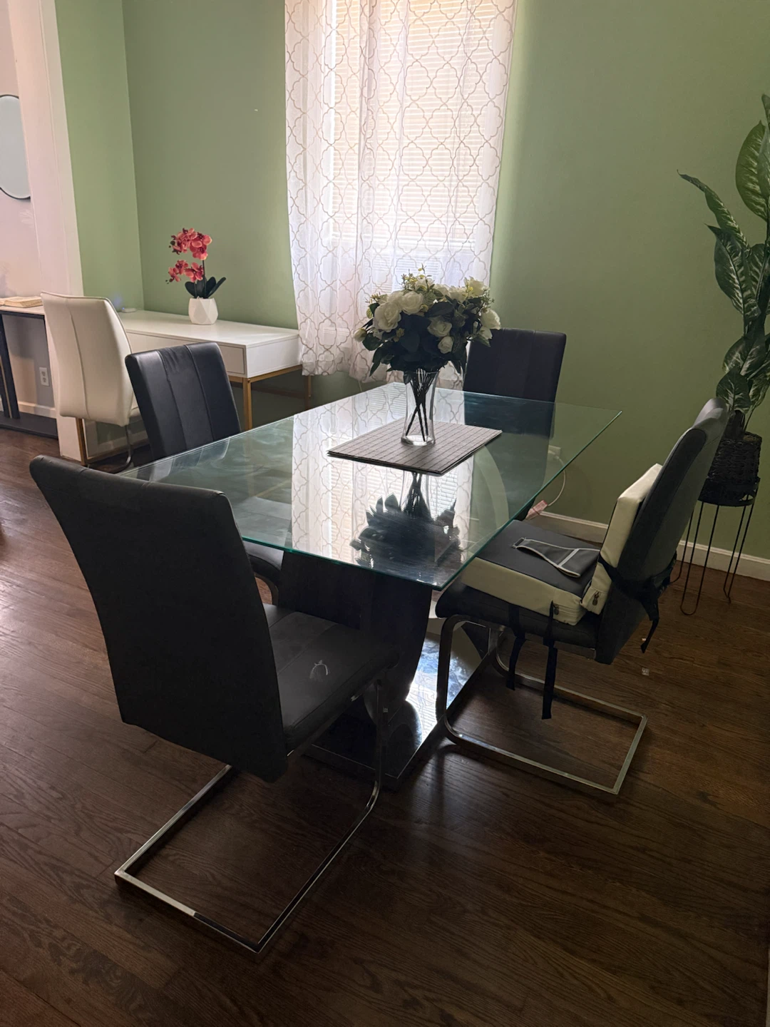 Modern Glass Dining Table with 4 Chairs - photo 3