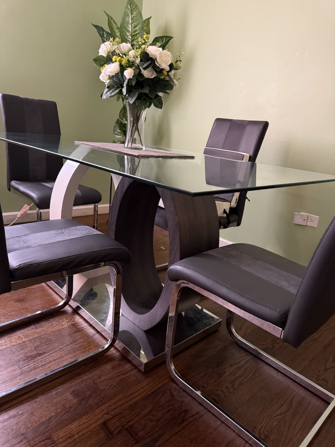 Modern Glass Dining Table with 4 Chairs - photo 4