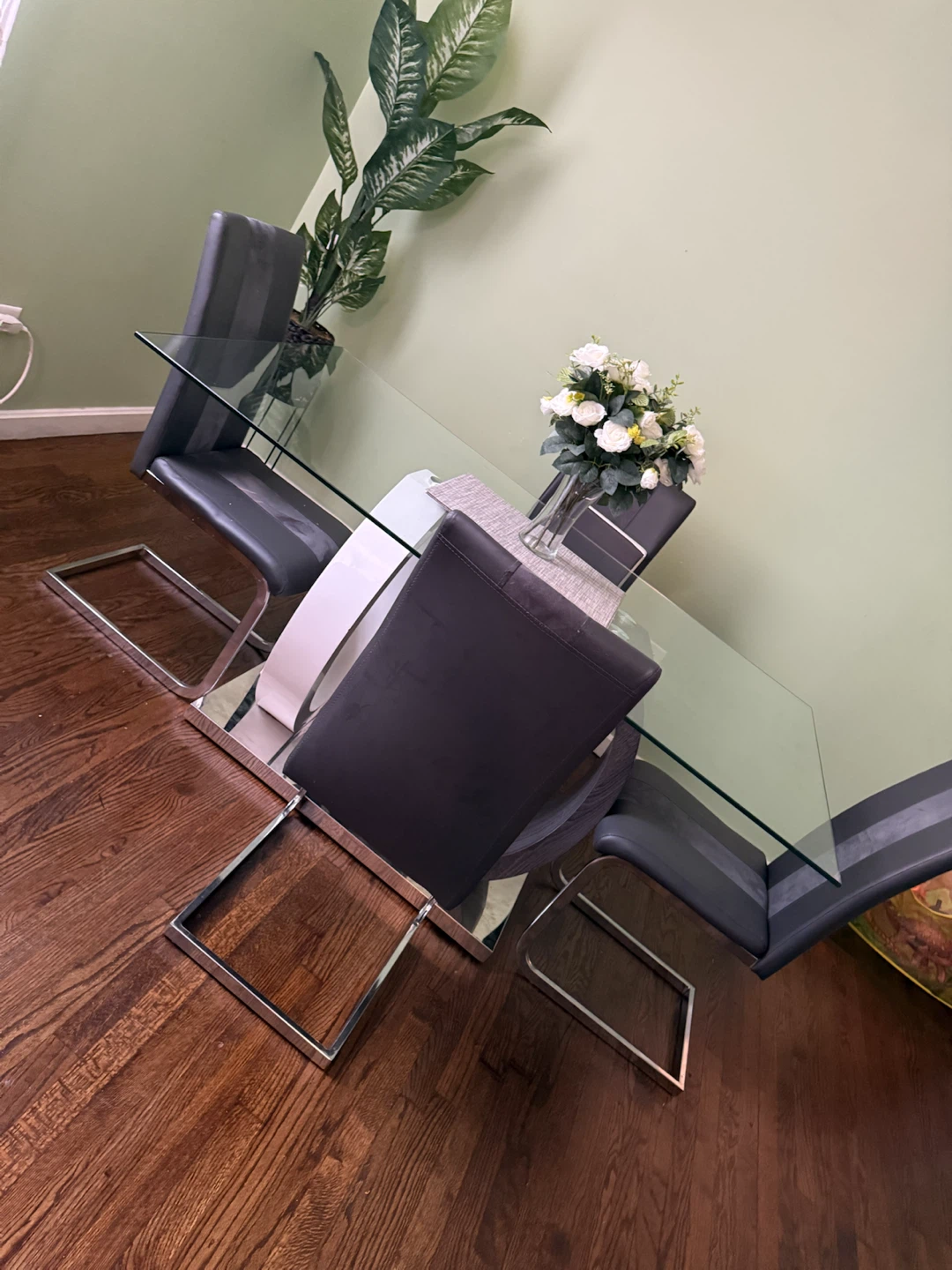 Modern Glass Dining Table with 4 Chairs - photo 5