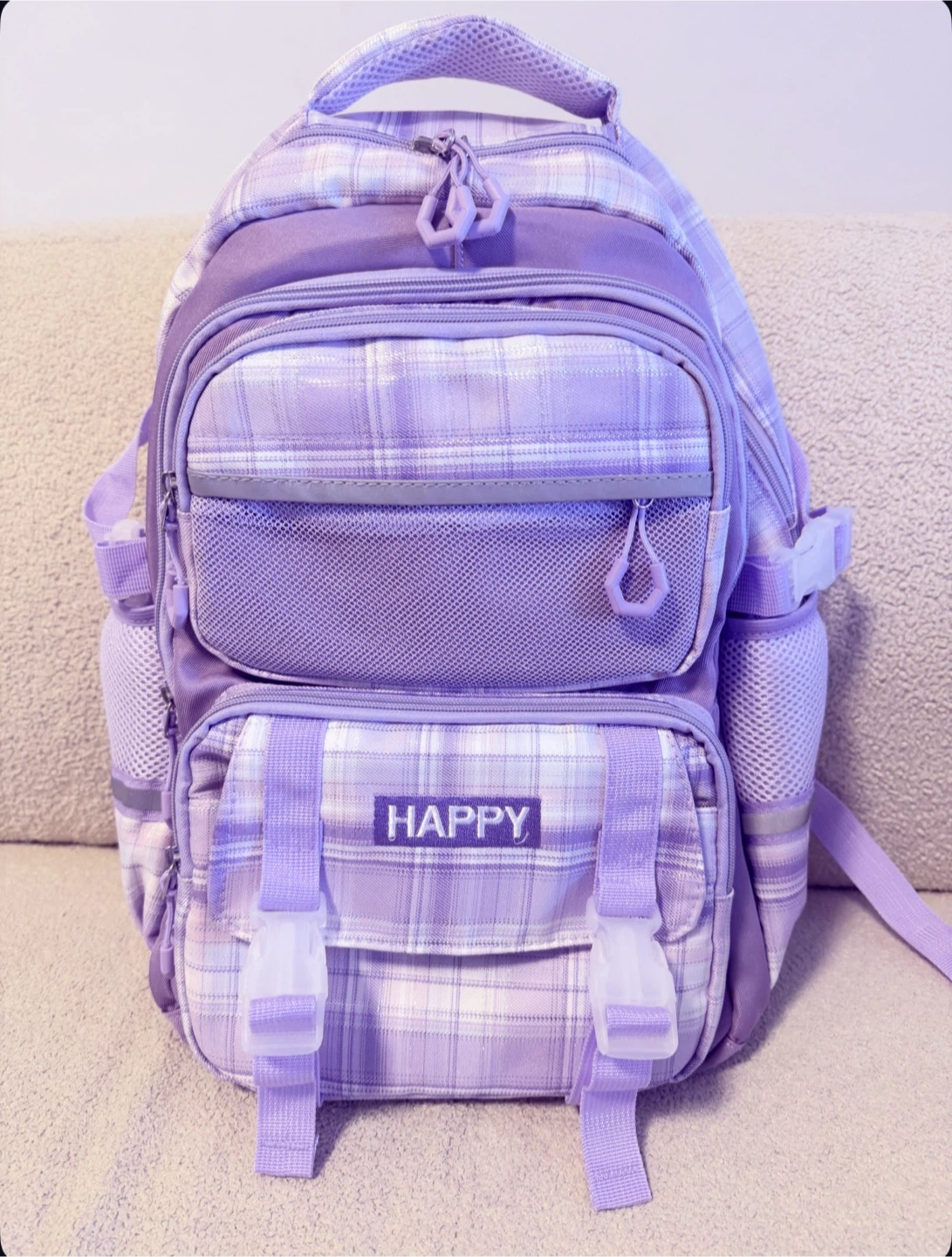 Girls Backpack - WYCY - Purple Plaid - Like New