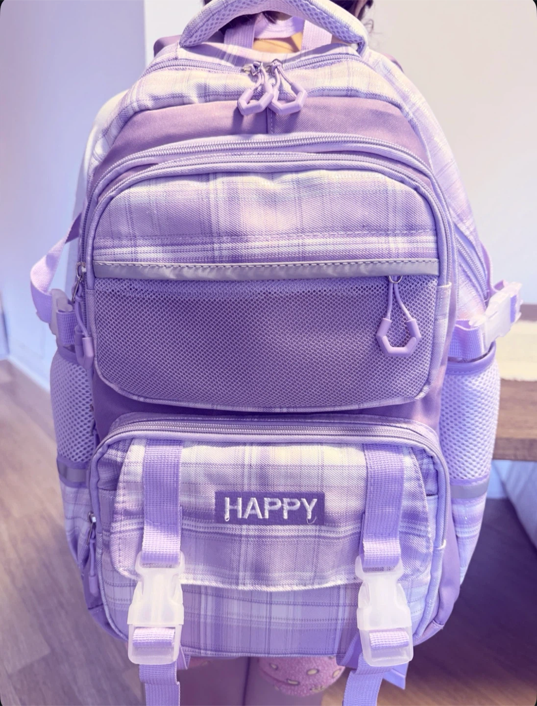 Girls Backpack - WYCY - Purple Plaid - Like New - photo 2