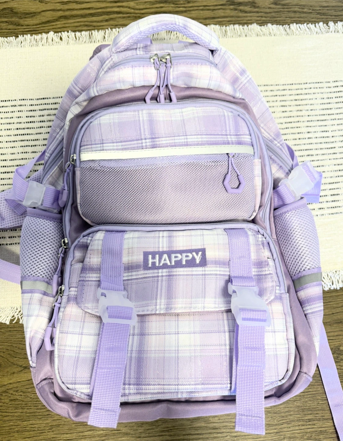 Girls Backpack - WYCY - Purple Plaid - Like New - photo 3