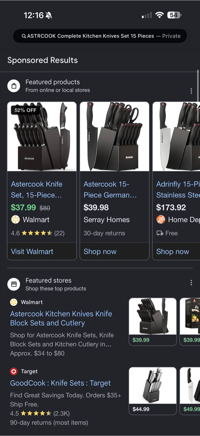Astercook 15-Piece Complete Kitchen Knives Set