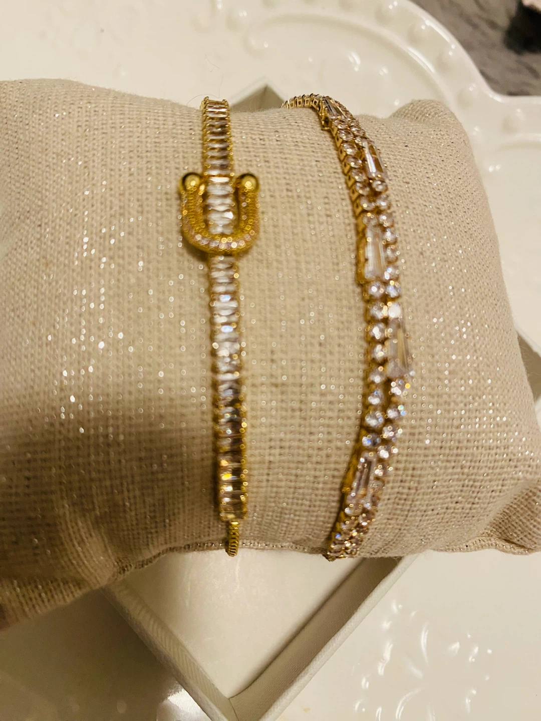 New (unused) Gold Plated Tennis Bracelets with Clear Stones