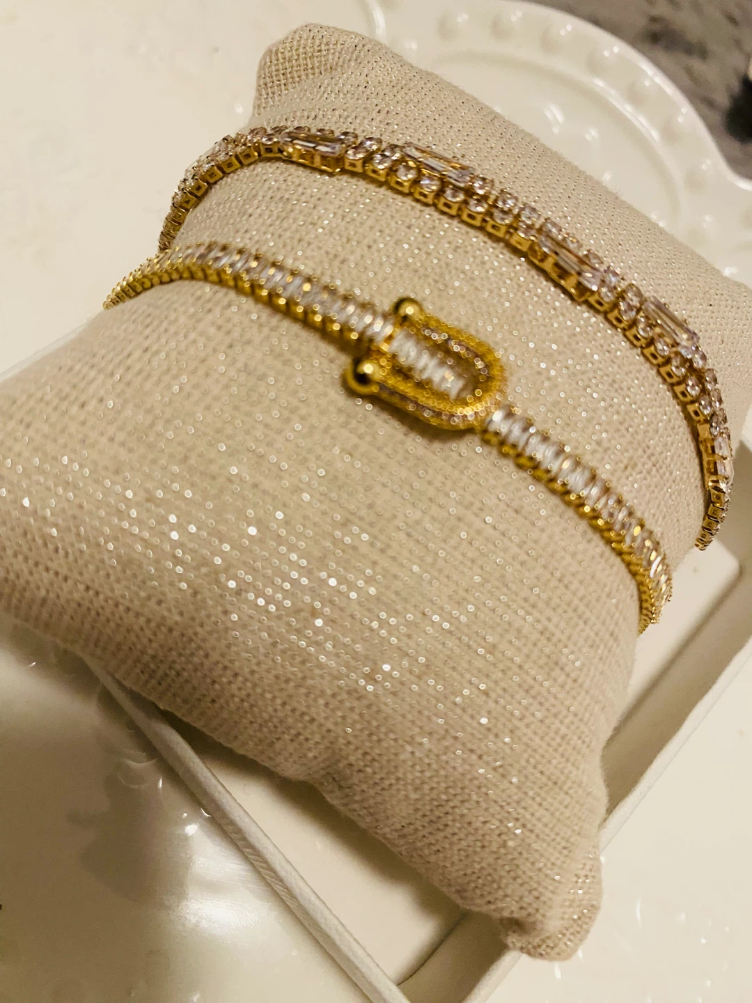 New (unused) Gold Plated Tennis Bracelets with Clear Stones - photo 2