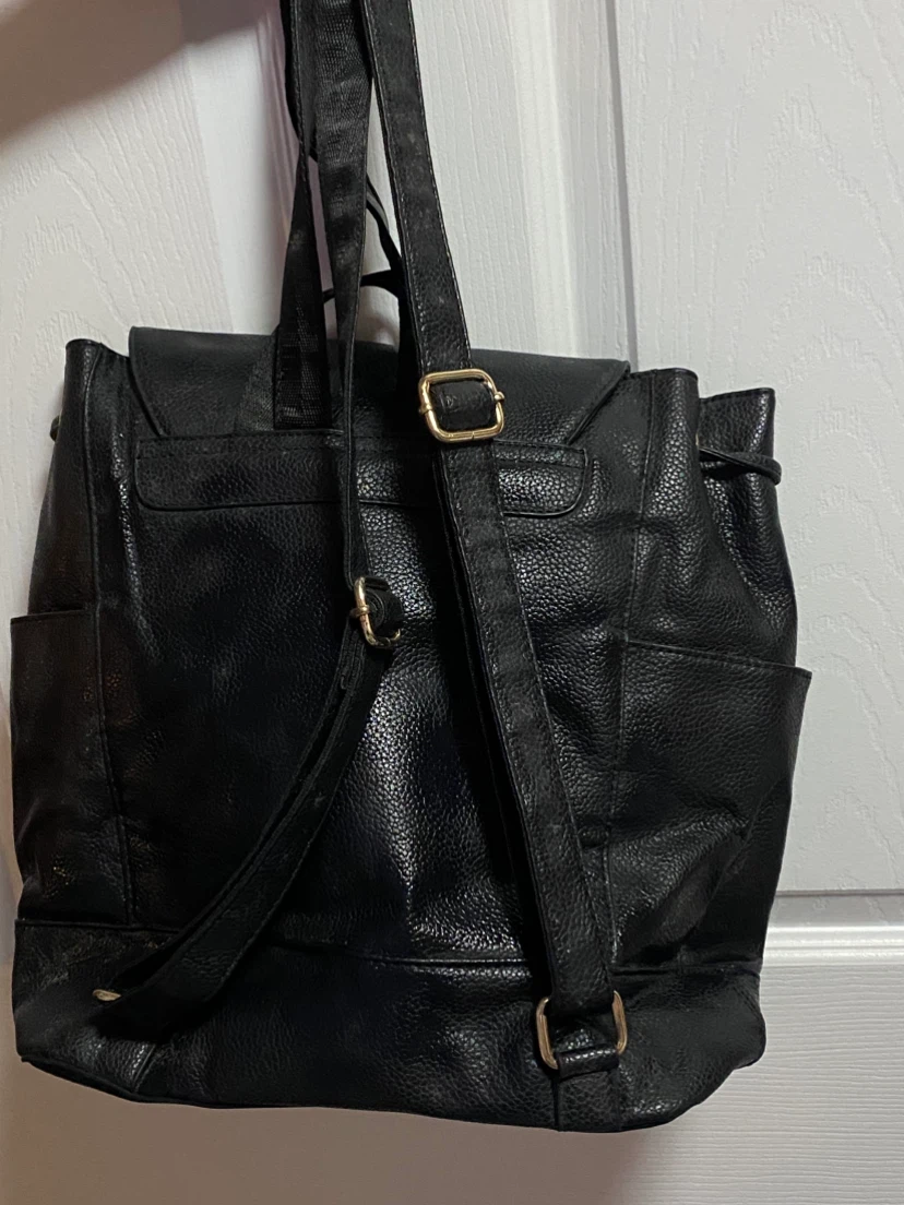 Black Faux Leather Backpack - photo 2