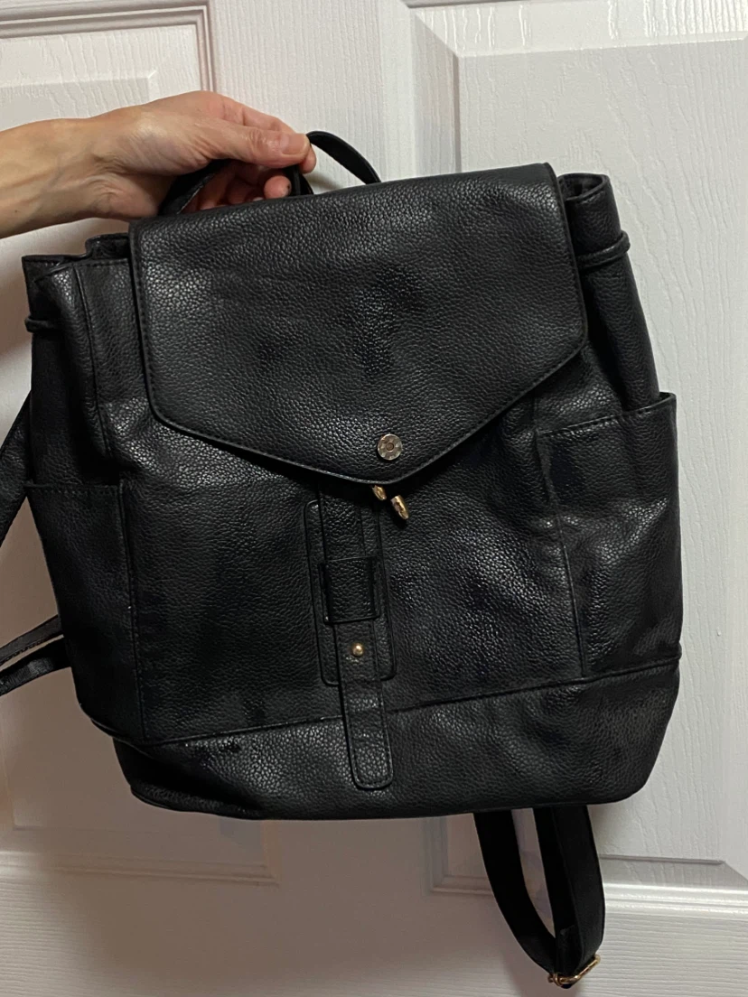 Black Faux Leather Backpack - photo 3
