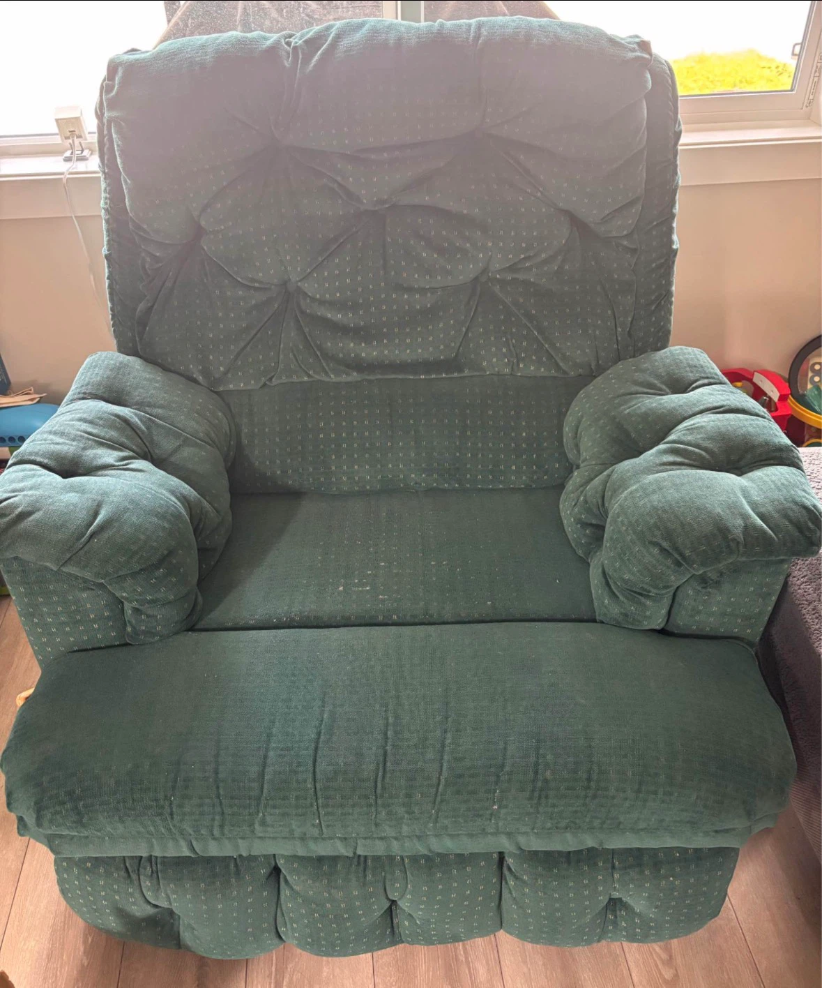 Green Upholstered Recliner Armchair