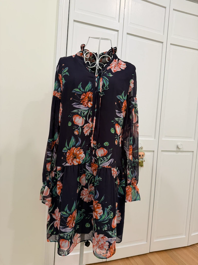 Navy Floral Print Dress