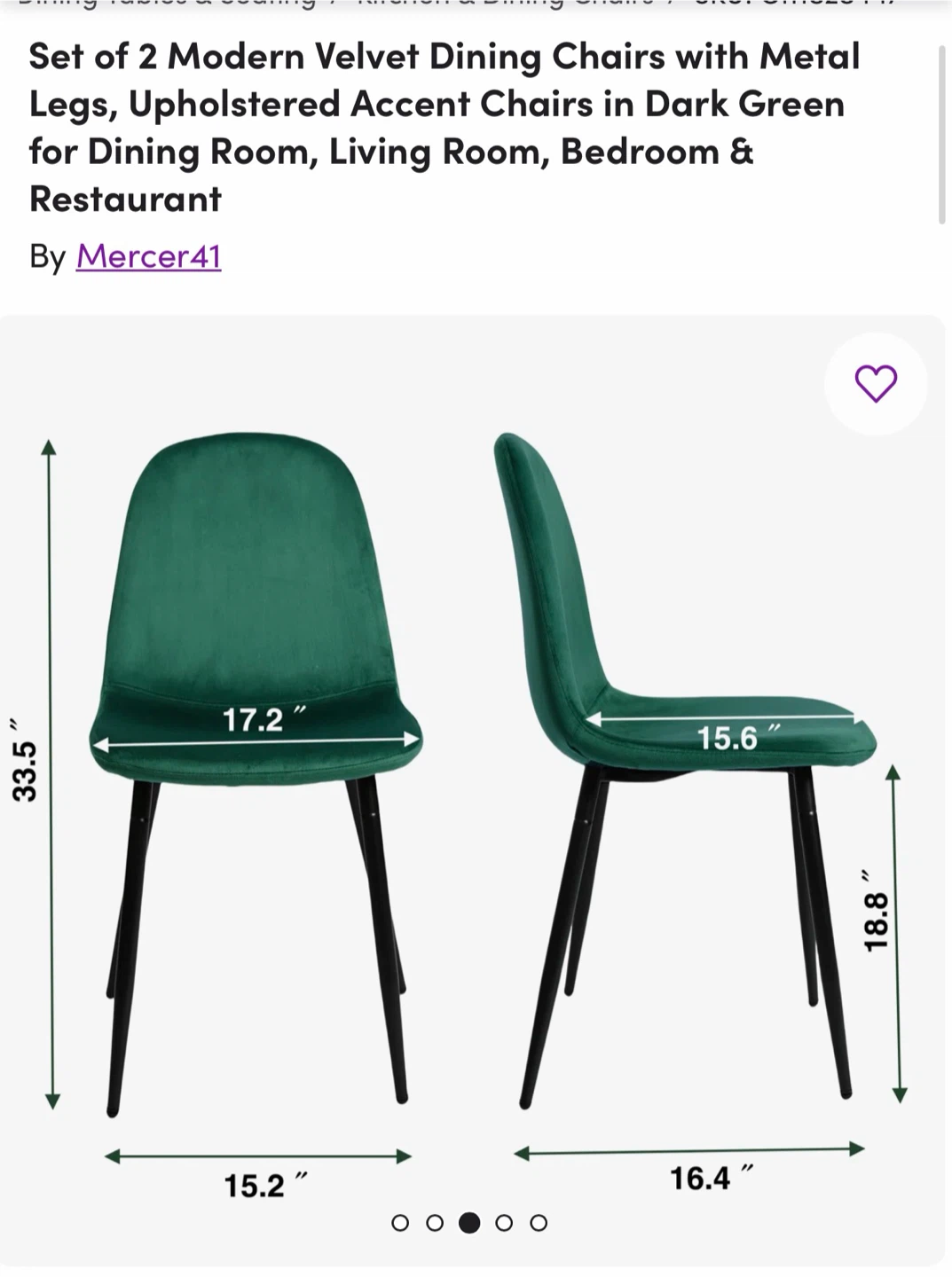 6 Wayfair dining chairs – Green/excellent condition - photo 2