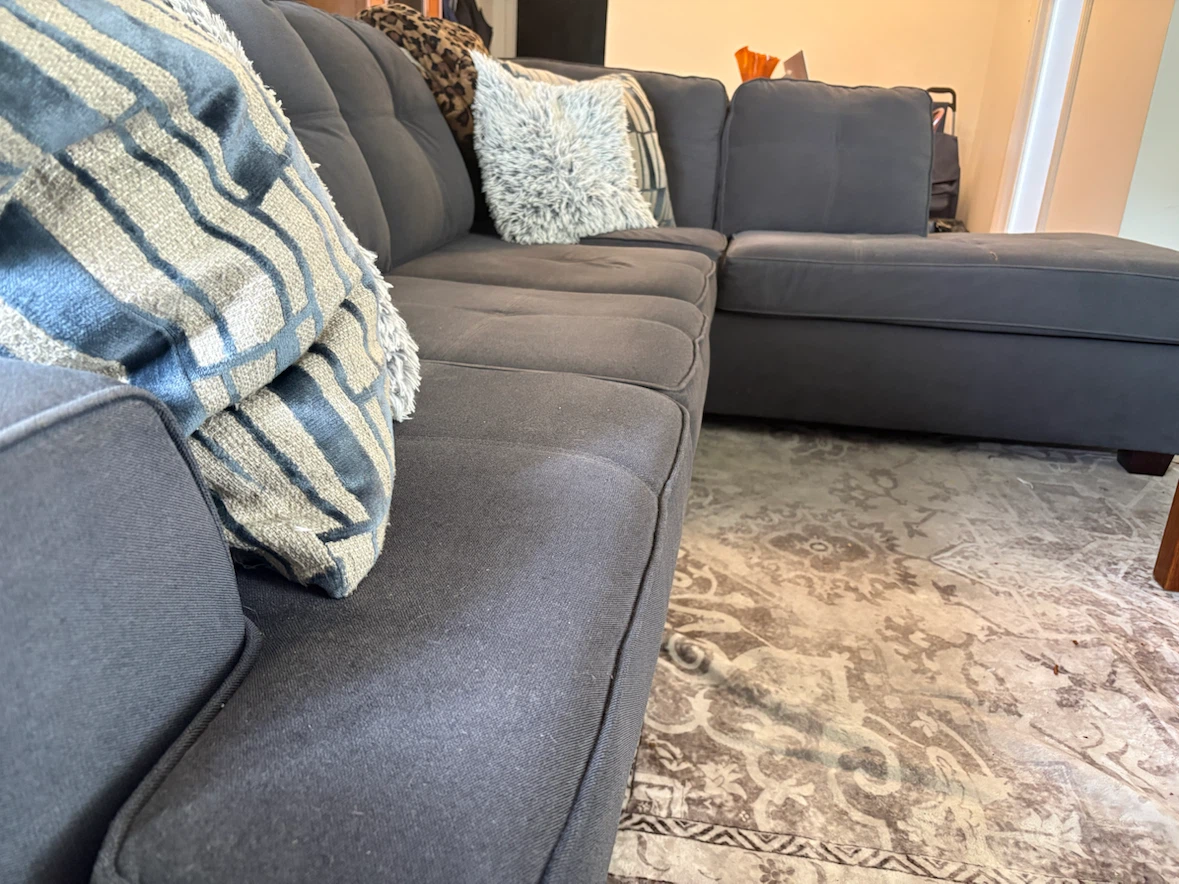 Custom Made Smoky Blue-Grey L-Shape Sectional - photo 3