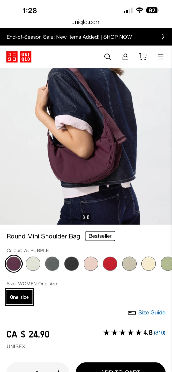 (NEW) Uniqlo Round Mini Shoulder - Dark Purple