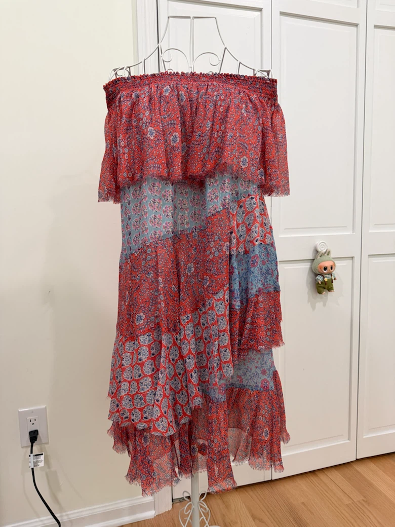 Silk Boho Tiered Off-the-Shoulder Maxi Dress