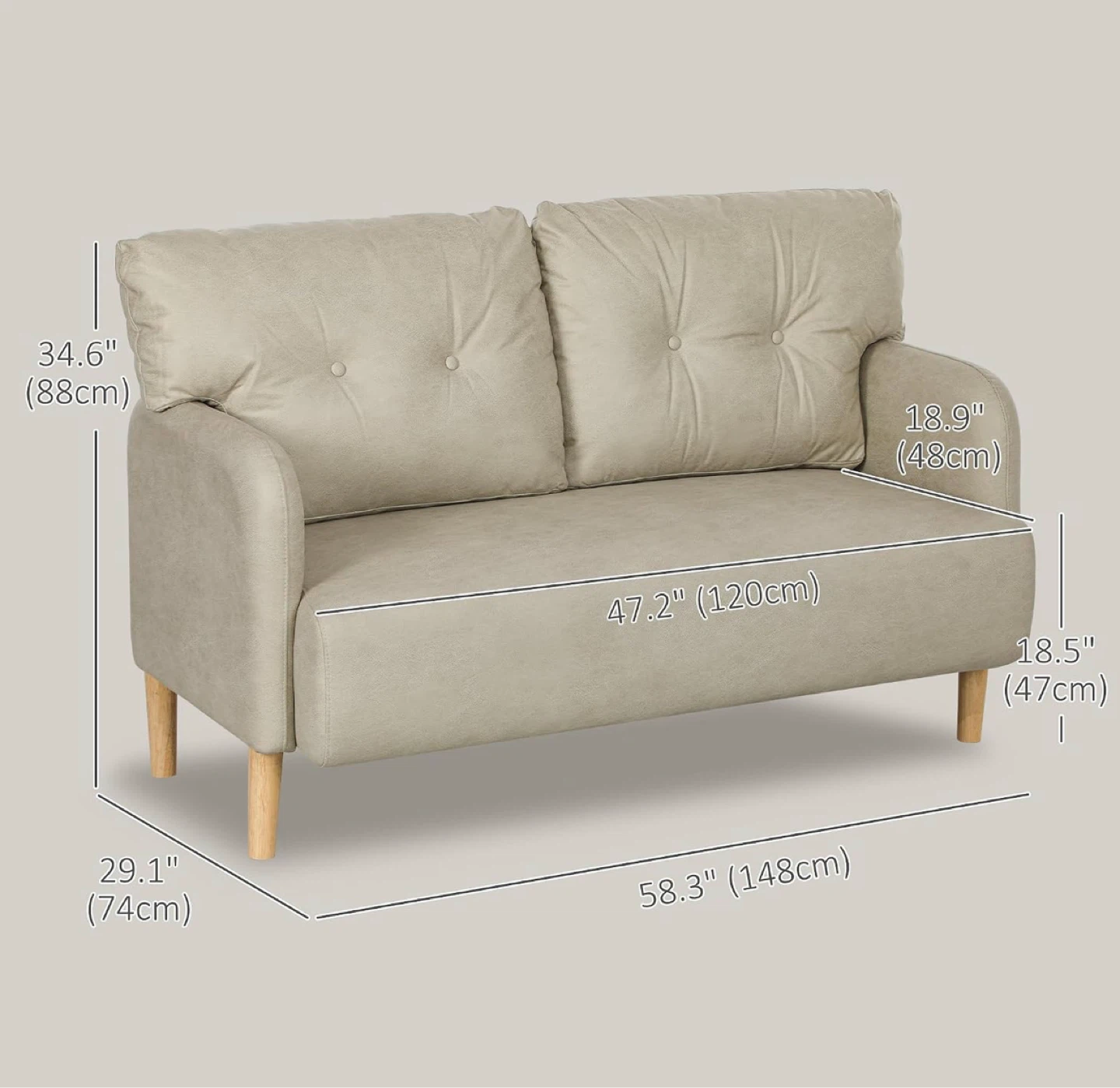 Loveseat Couch with Beige Blanket - photo 2