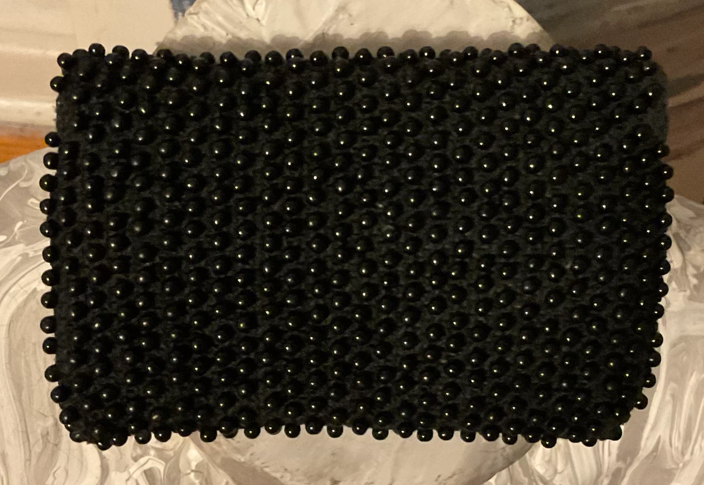 Vintage 1950s Style Little Black Beaded Purse / Lipstick Holder - photo 3