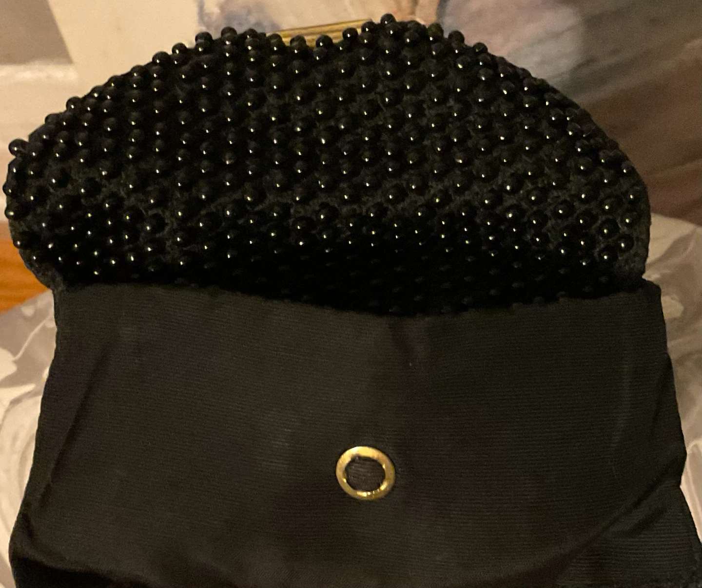 Vintage 1950s Style Little Black Beaded Purse / Lipstick Holder - photo 4