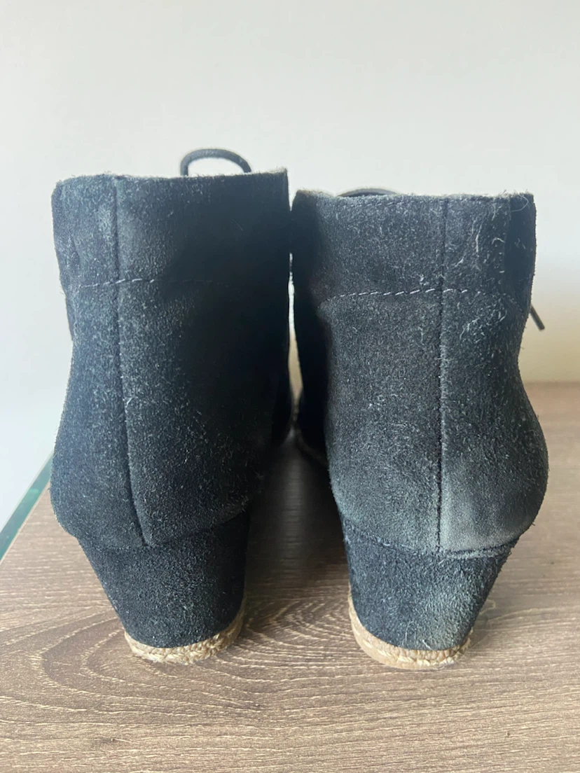 Franco Sarto Black Suede Leather Wedge Ankle Boots 8.5 - photo 4