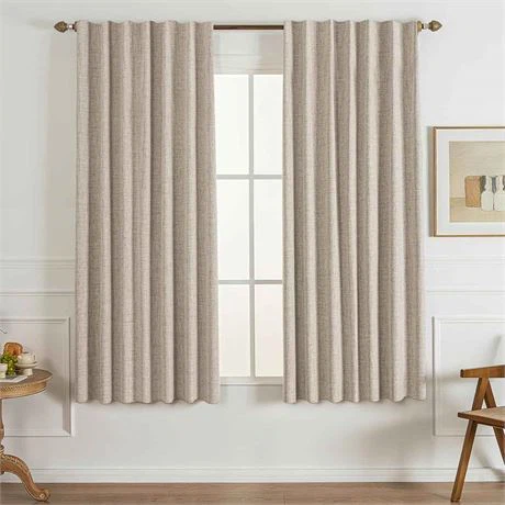 Gleantdeco 100% Blackout Curtain Panels 2pc, Linen Beige