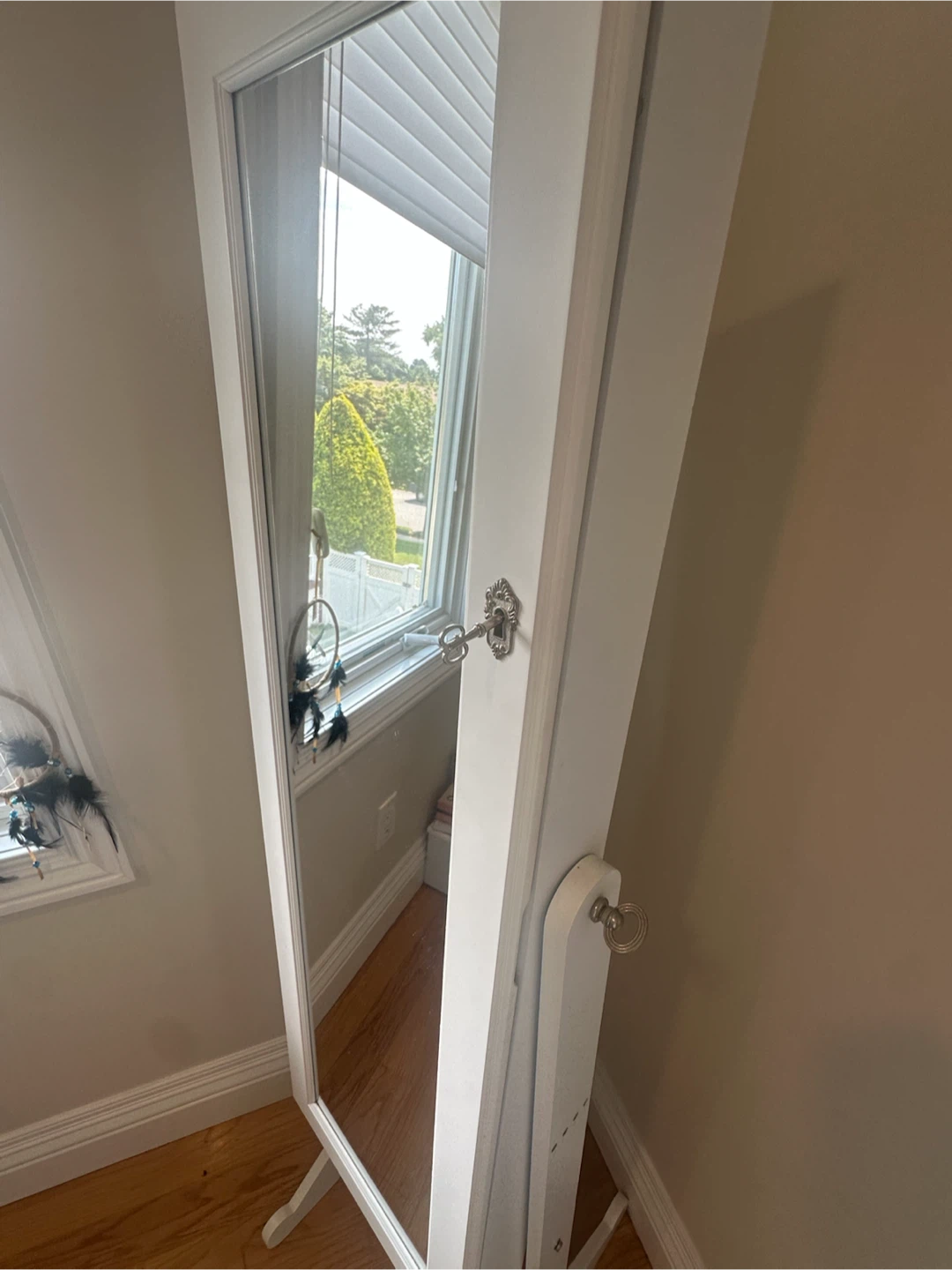 White Jewelry Armoire with Full Length Mirror