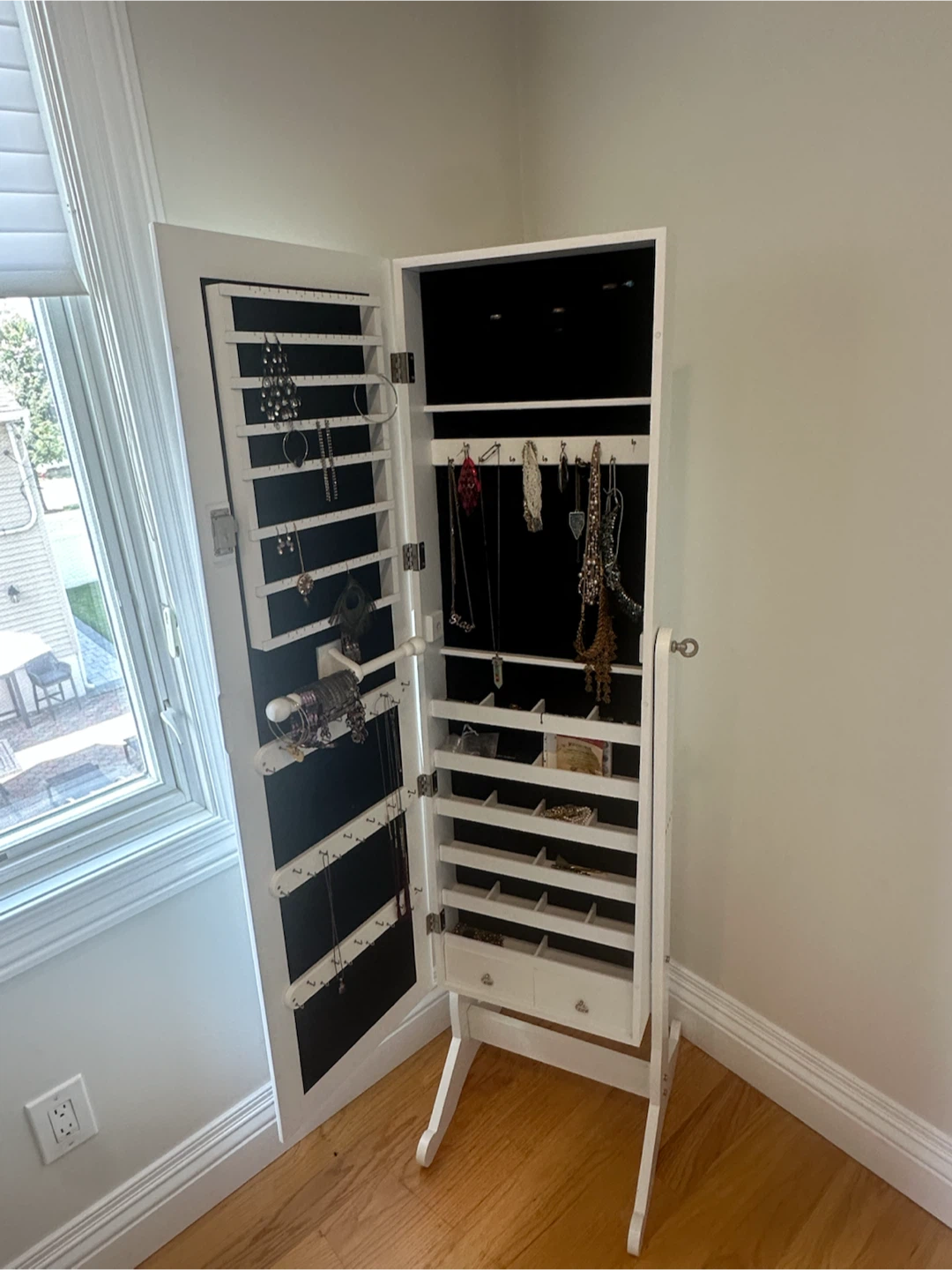 White Jewelry Armoire with Full Length Mirror - photo 2