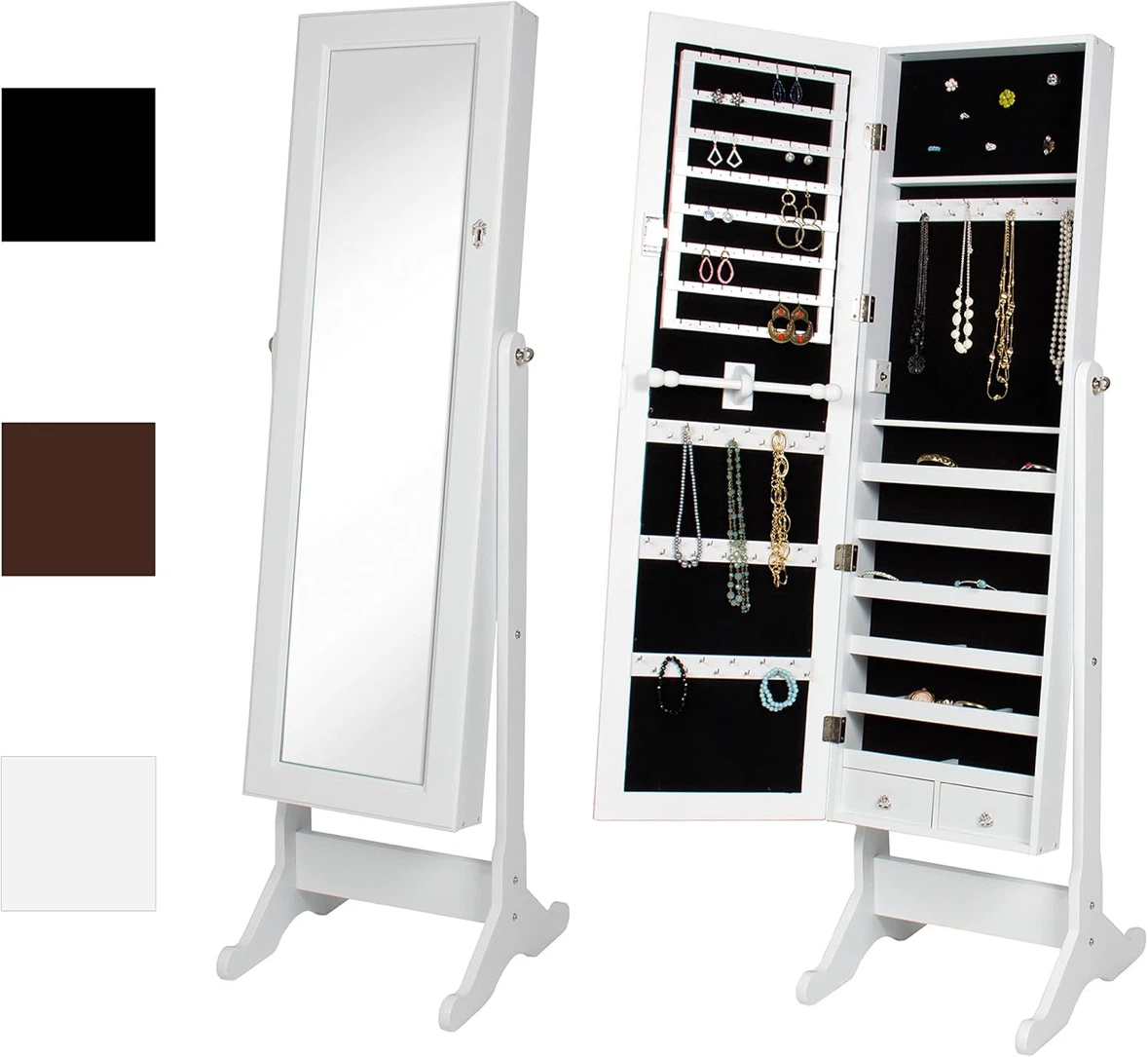 White Jewelry Armoire with Full Length Mirror - photo 3