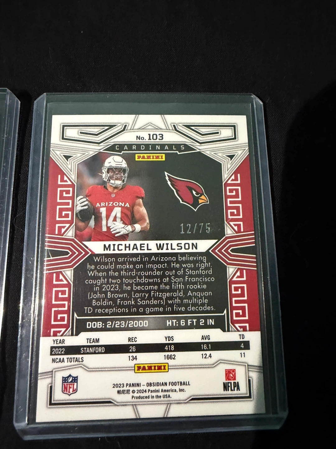Michael Wilson Arizona Cardinals Patch & 12/75 LOT - photo 3