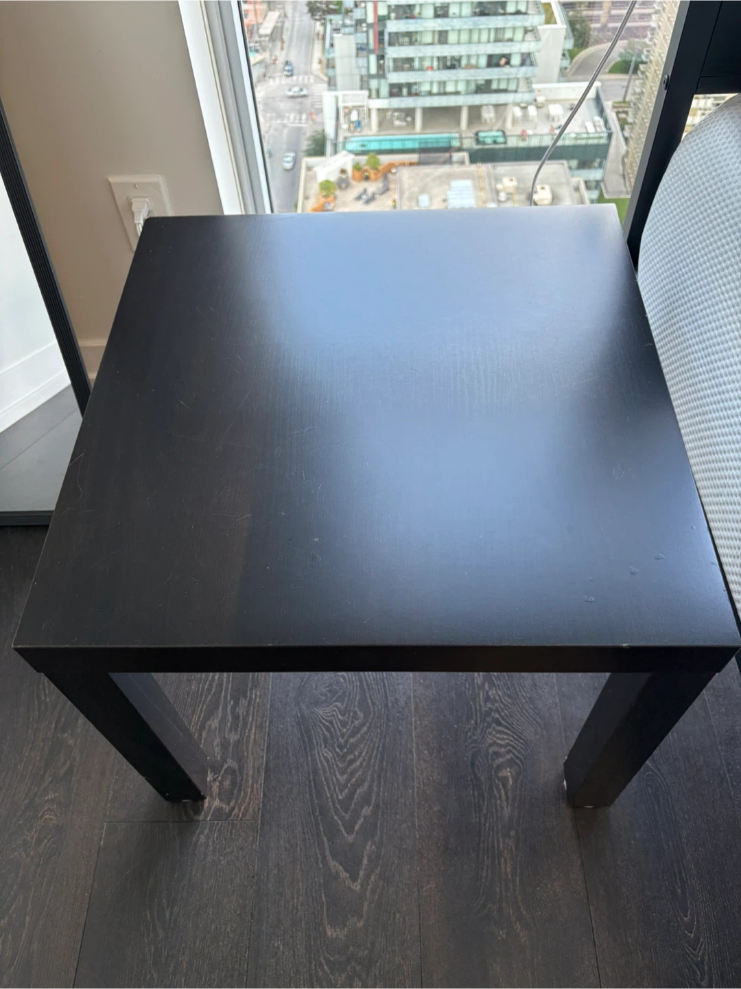 Black square side table