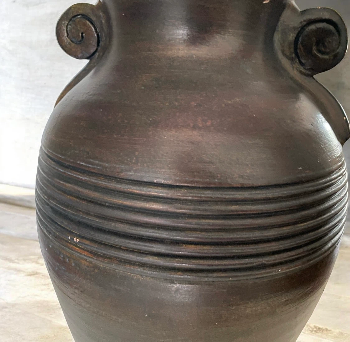 Pier 1 One Pottery Vase Terra Cotta Clay Brown Handles Boho Brut - photo 3