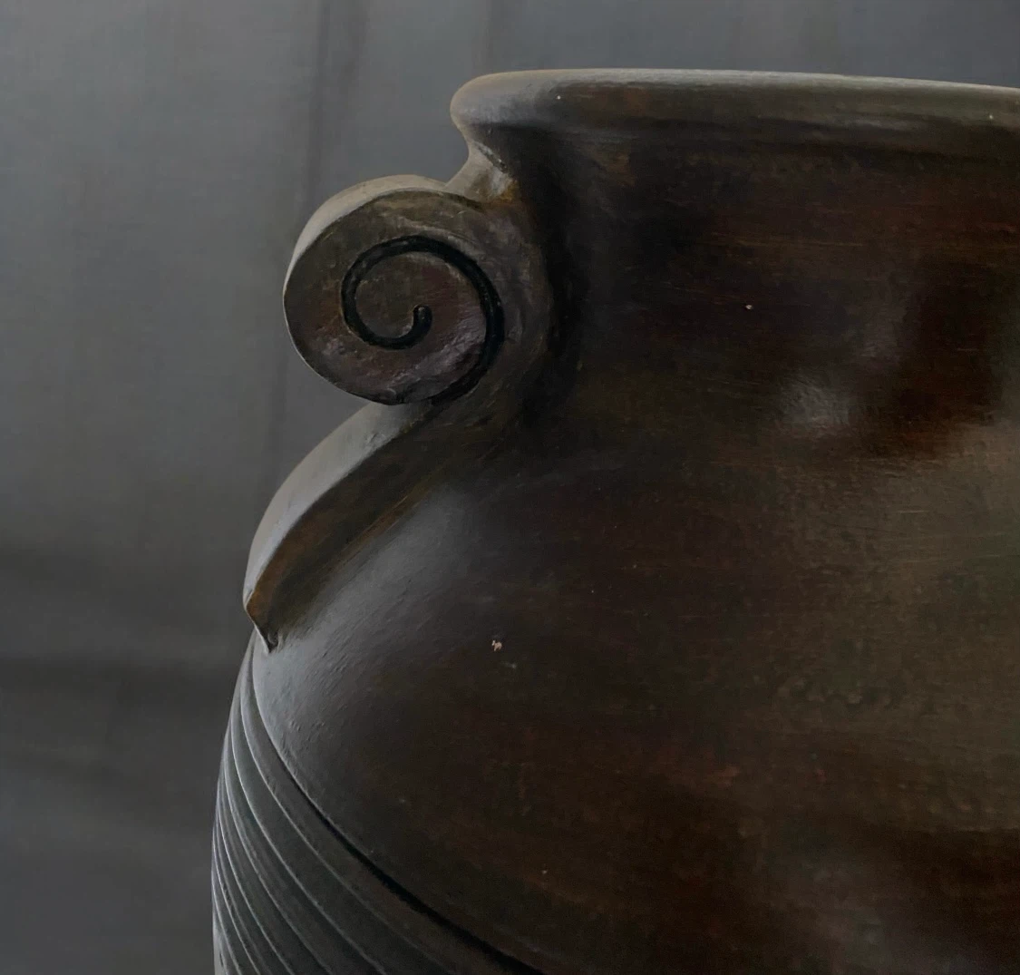 Pier 1 One Pottery Vase Terra Cotta Clay Brown Handles Boho Brut - photo 5