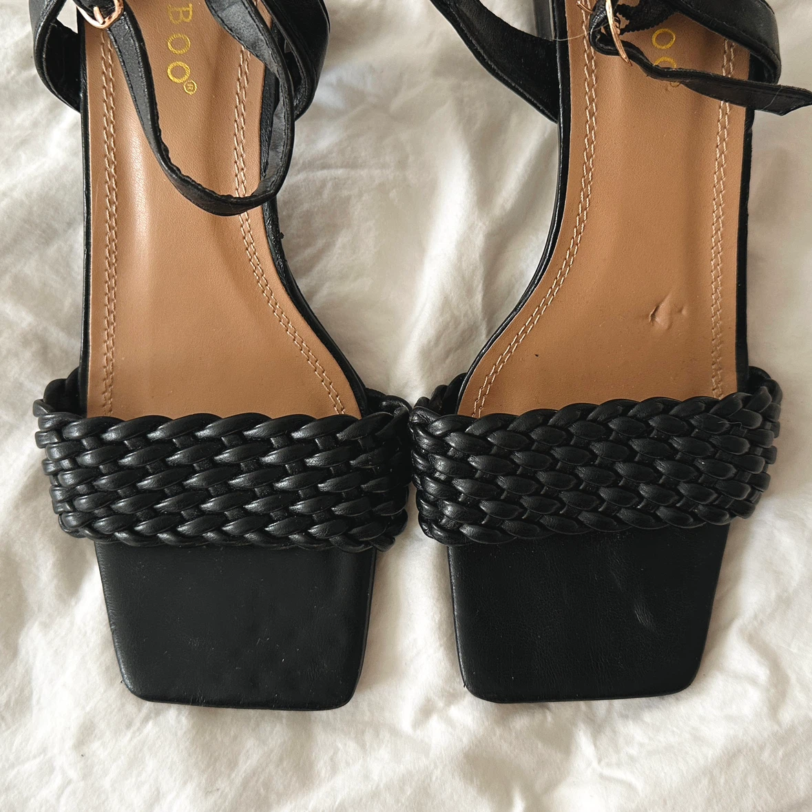 Black Woven Block Heel Sandals - photo 2