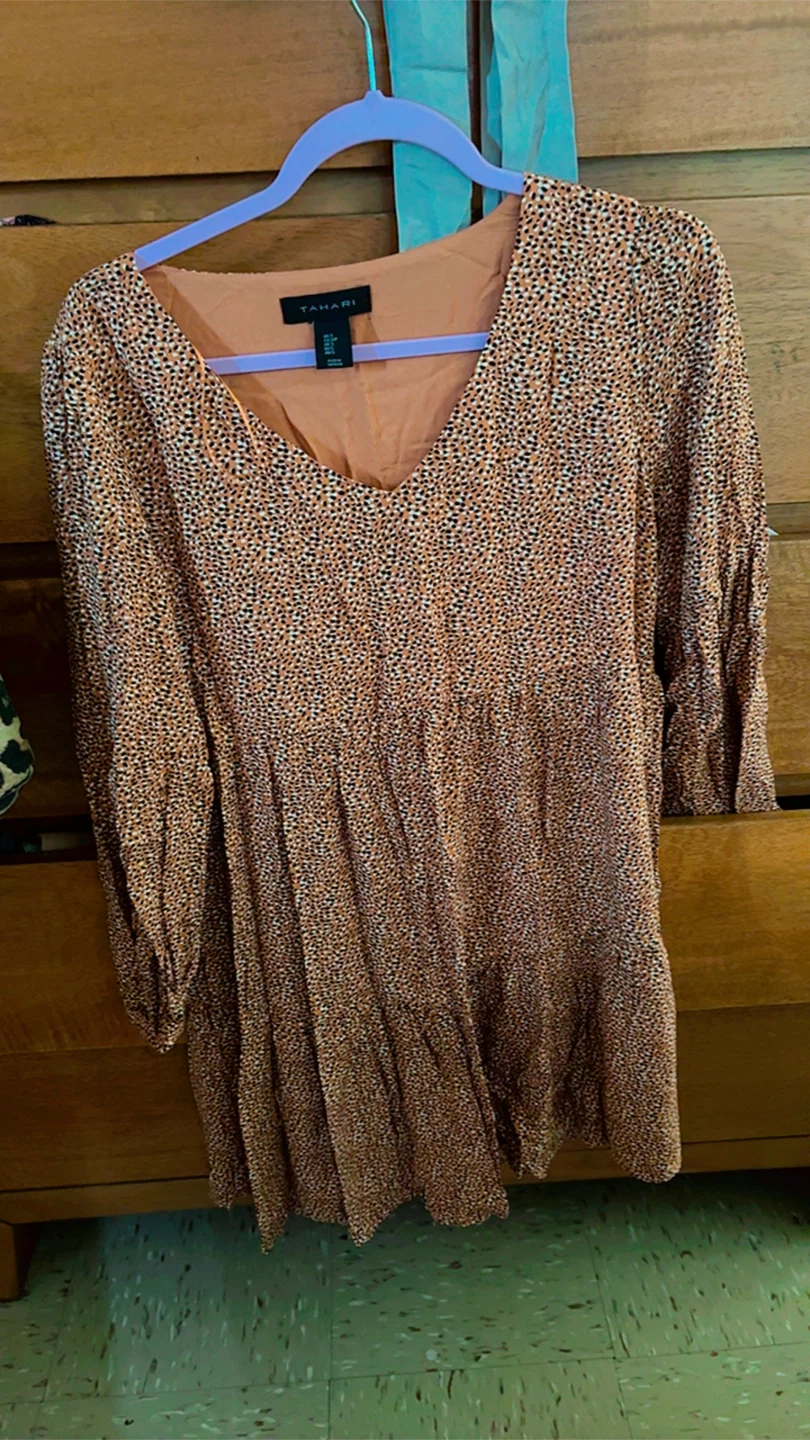Tahari Women's Leopard Print Long Sleeve V-Neck Dress Size S - photo 2