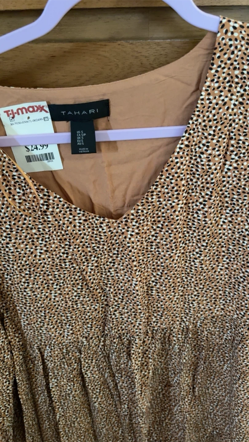 Tahari Women's Leopard Print Long Sleeve V-Neck Dress Size S - photo 3