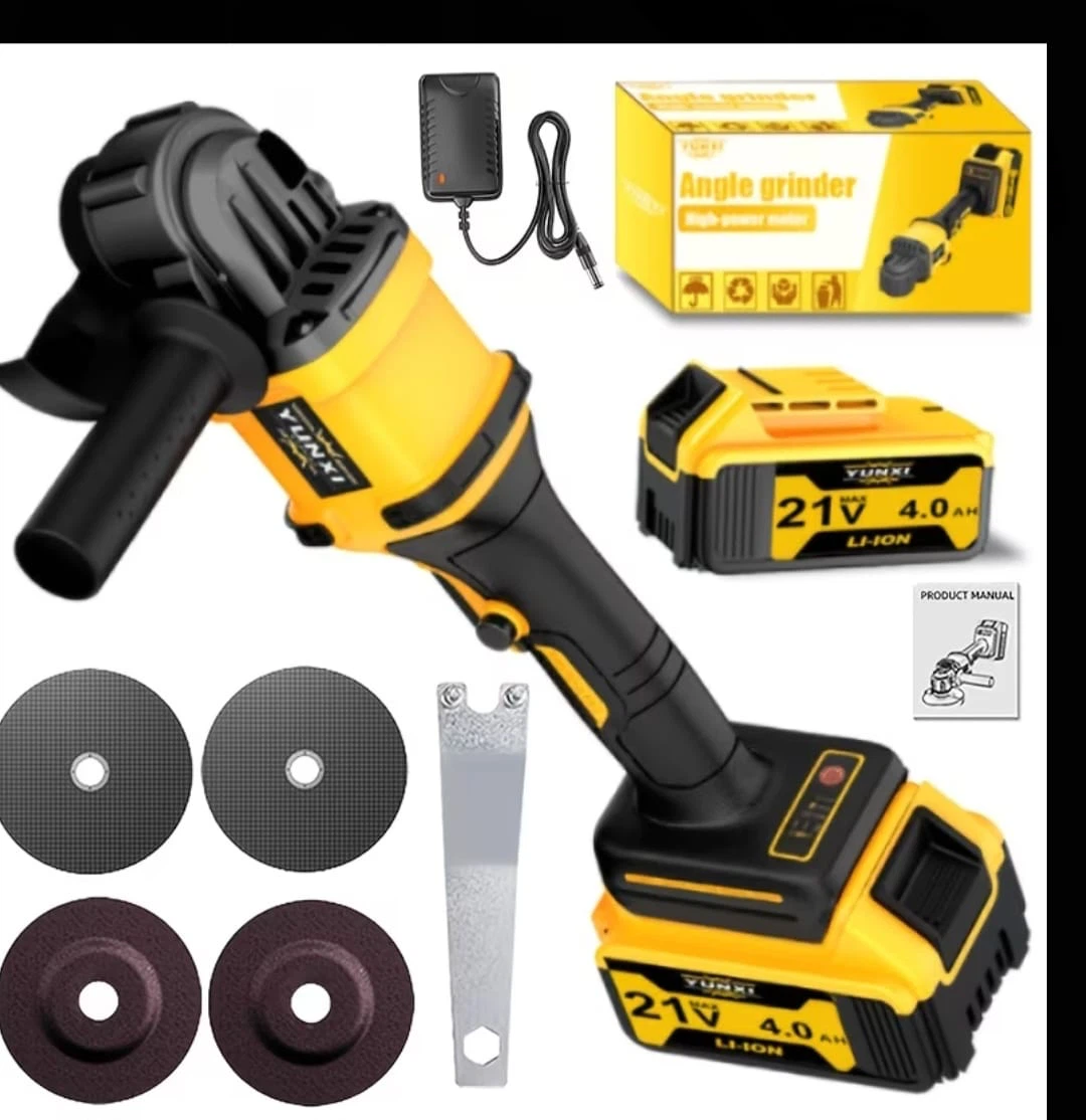 Yunxi Cordless Angle Grinder with 2 Batteries