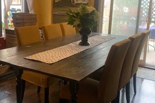 Barn board table and six chairs