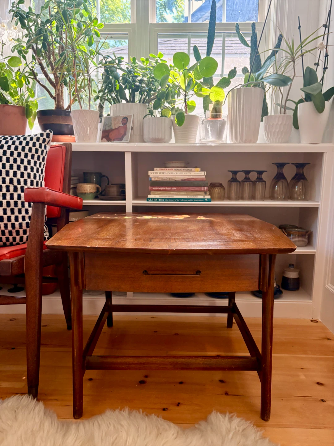 MCM Wooden Side Table with Drawer $60 with chair 120 - photo 2
