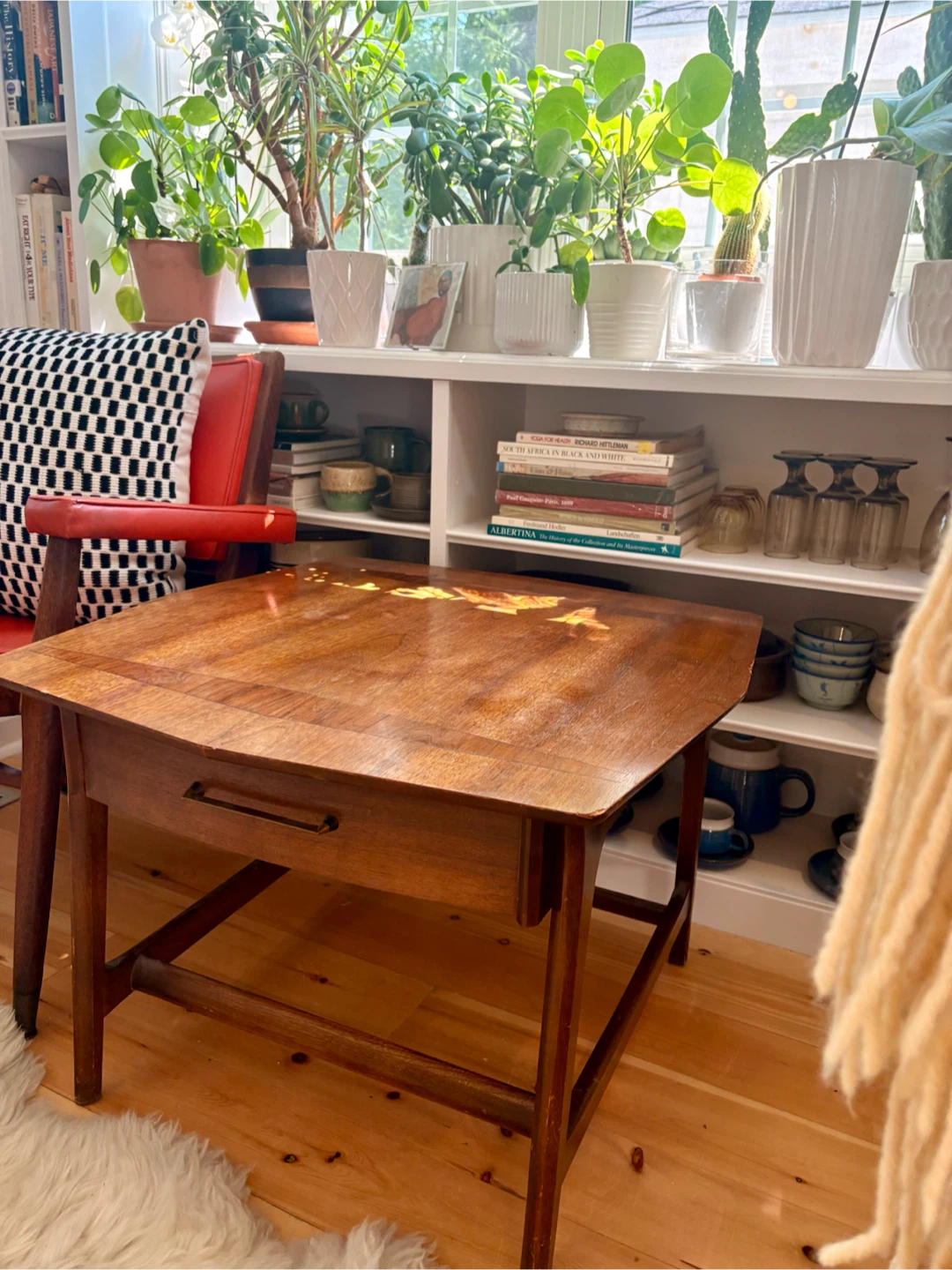 MCM Wooden Side Table with Drawer $60 with chair 120 - photo 3