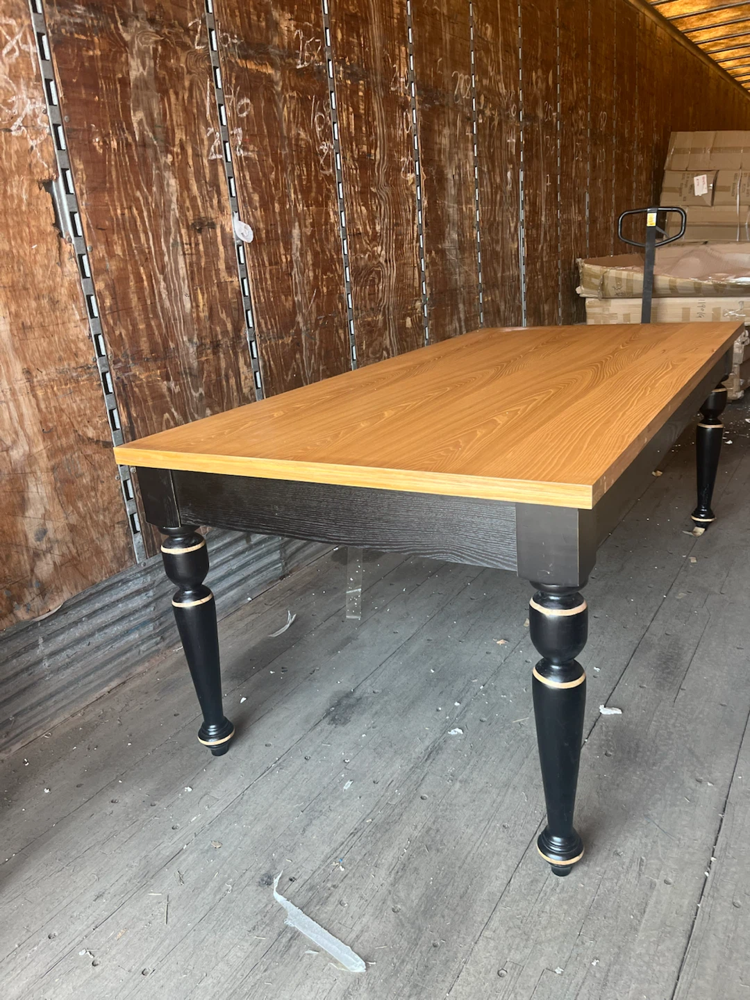 Wooden Dining Table - Oak Top, Black Base