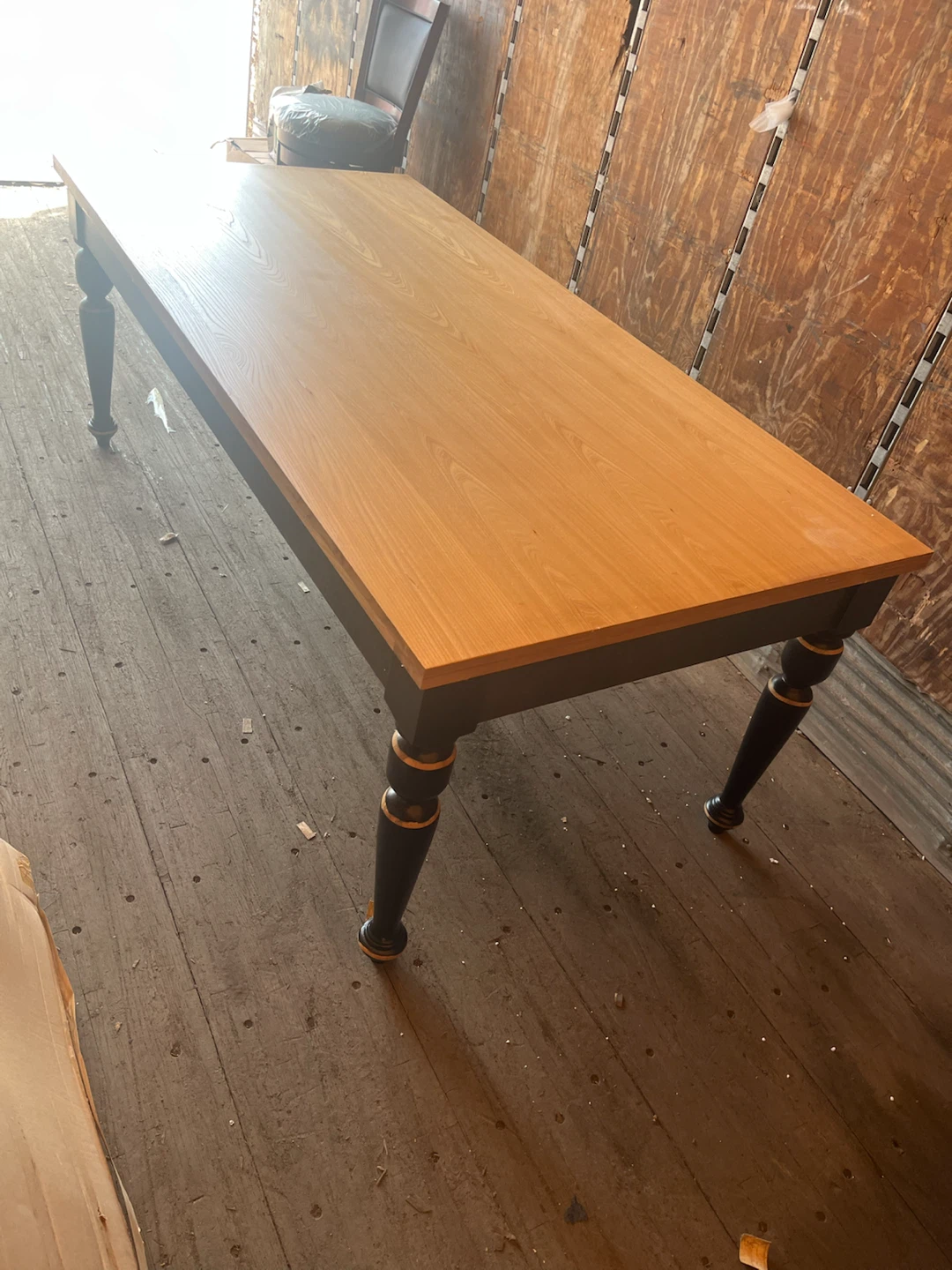 Wooden Dining Table - Oak Top, Black Base - photo 2