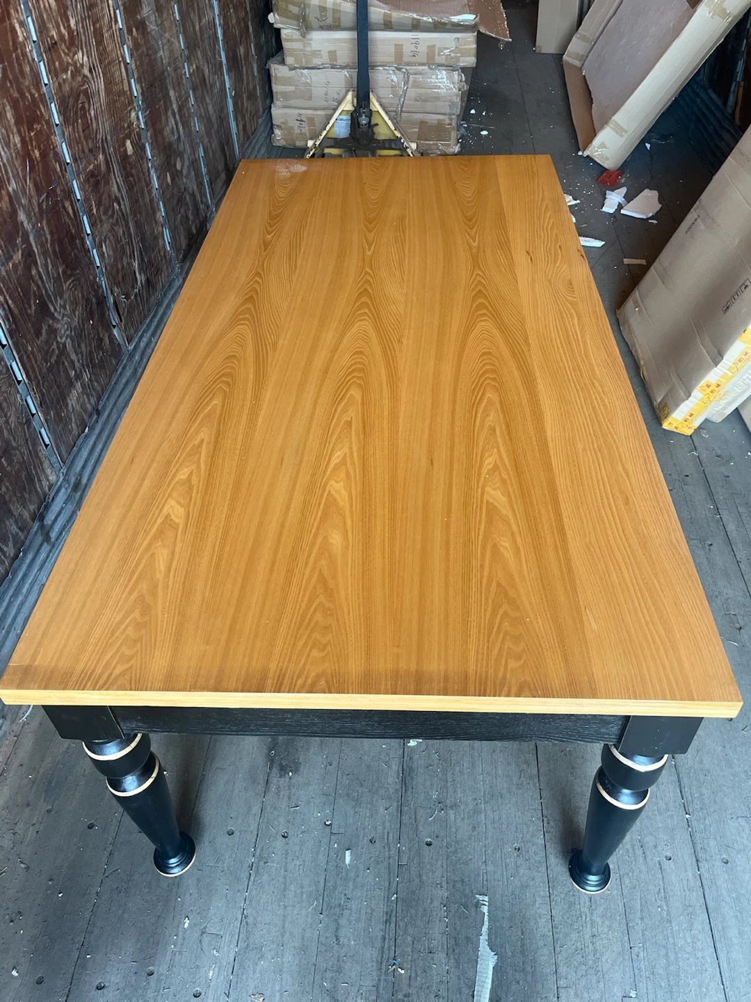 Wooden Dining Table - Oak Top, Black Base - photo 3