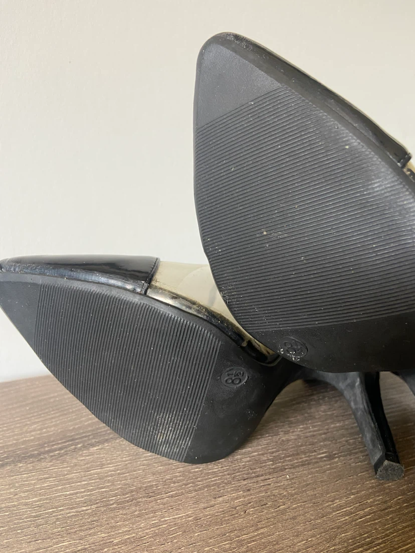 Wild Rose Black Patent/Clear Ankle Strap Heels Size 8.5 - photo 4