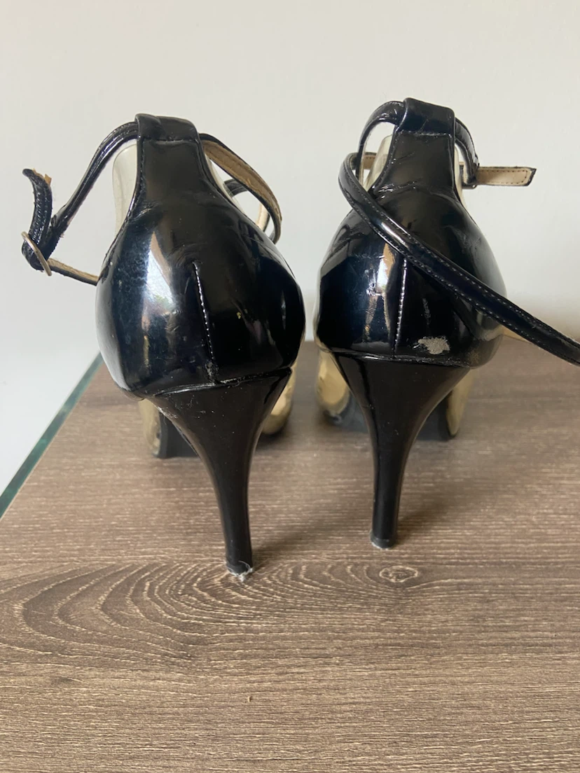 Wild Rose Black Patent/Clear Ankle Strap Heels Size 8.5 - photo 5