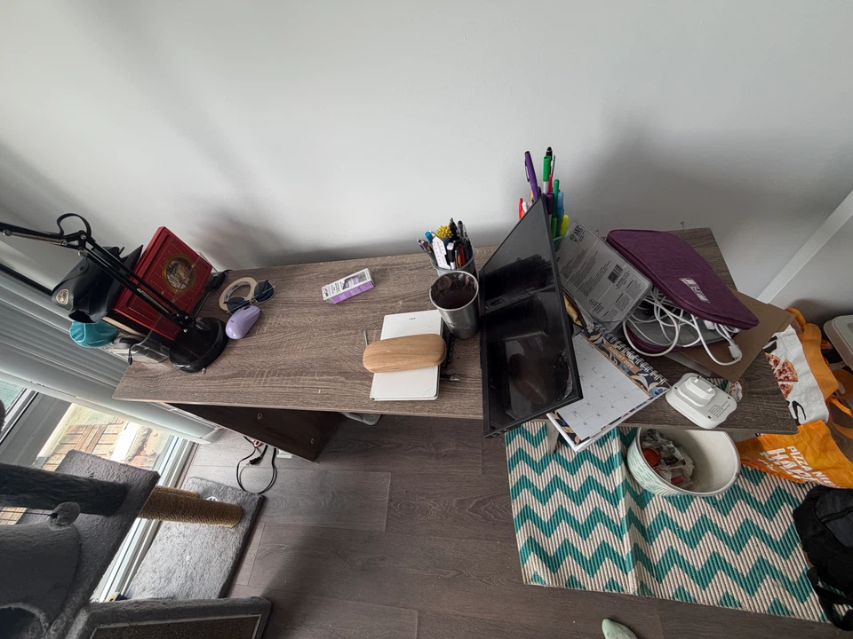 Move out Wooden Desk with Storage Shelf