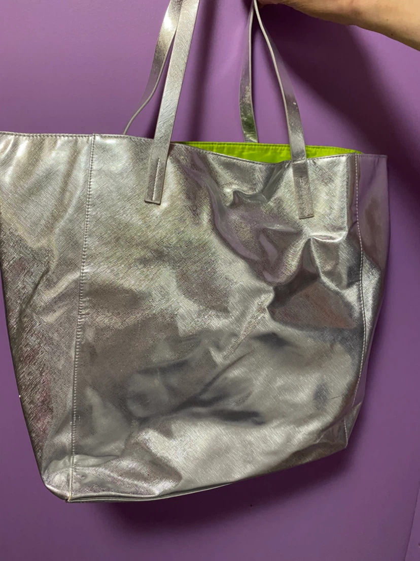 Silver Metallic Tote Bag